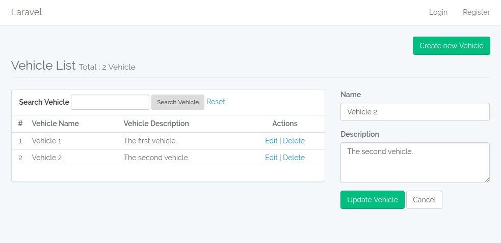 Generated CRUD page by Simple CRUD Generator
