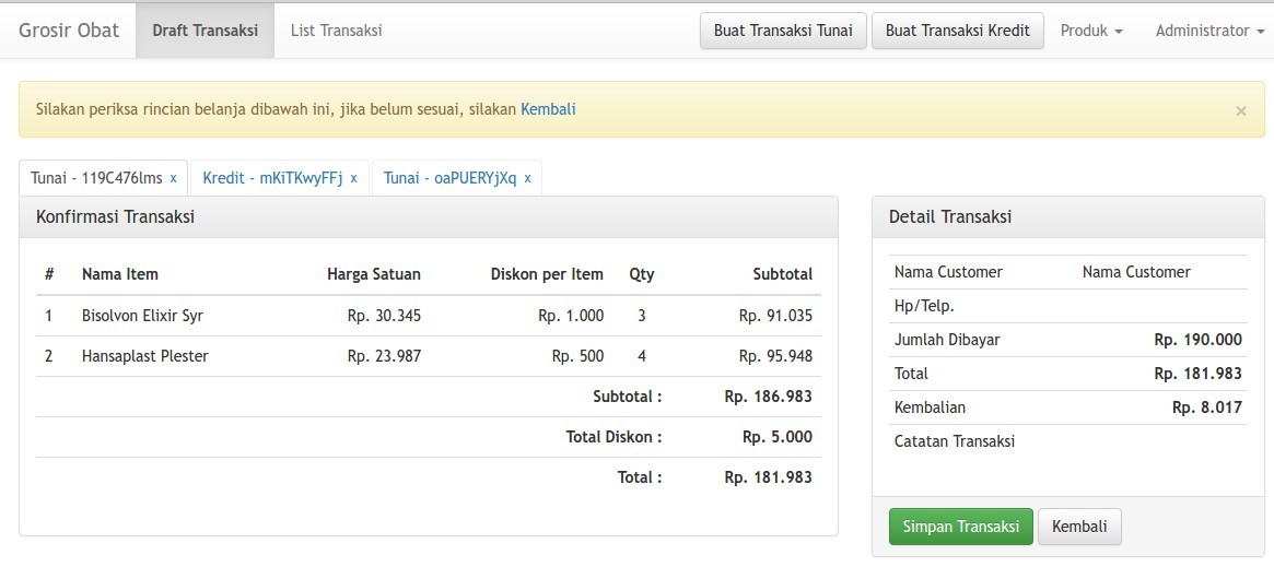 Konfirmasi Entry Transaksi Konfirmasi Entry Transaksi